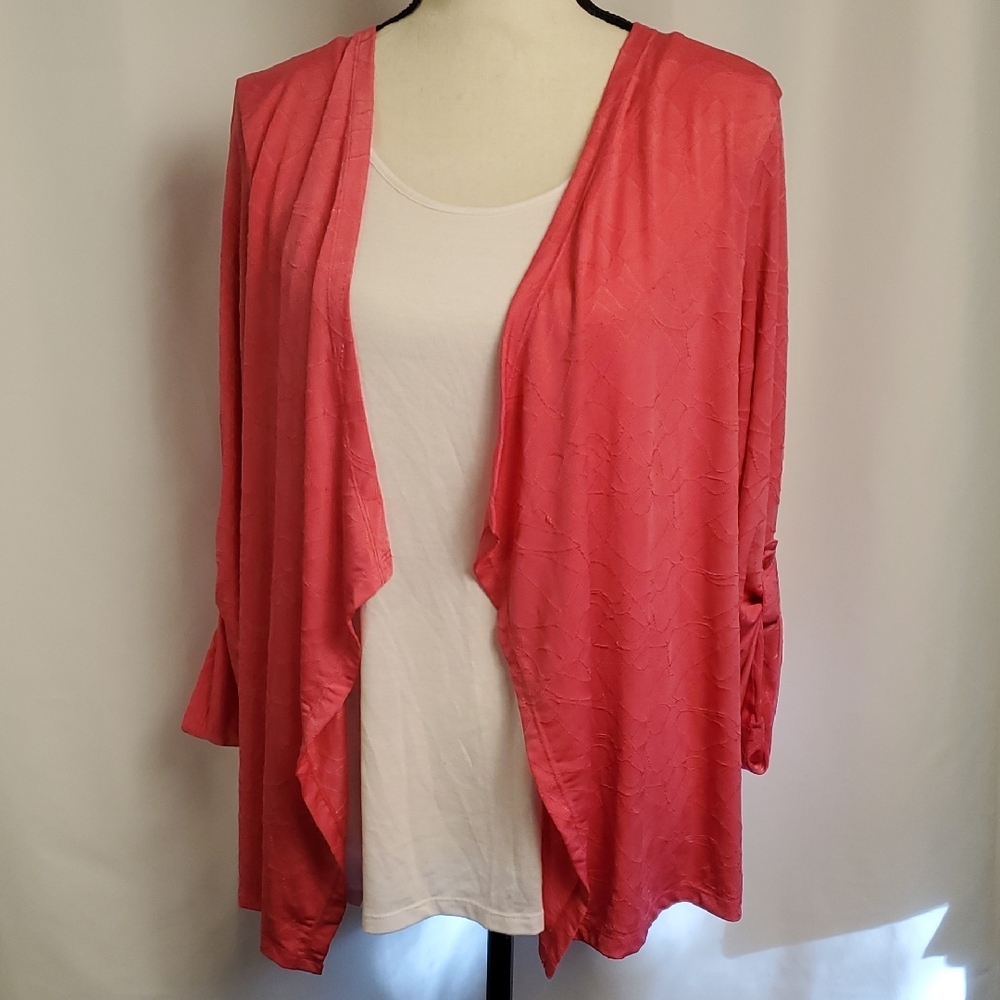 Kim Rogers Pink Cardigan Sweater Asymmetrical Design